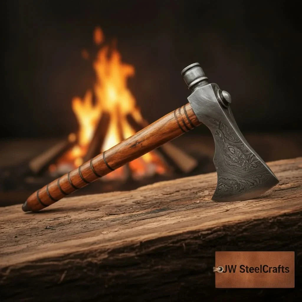 Damascus Wood Handle Smoking Axe 19 Inch by JW SteelCrafts, Southern handmade gift main product photo