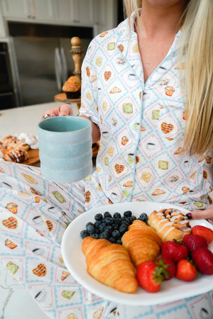 Blue Breakfast - Short Sleeve + Pant Pajama Set by KenzKustomz, Southern food gift detail photo 5