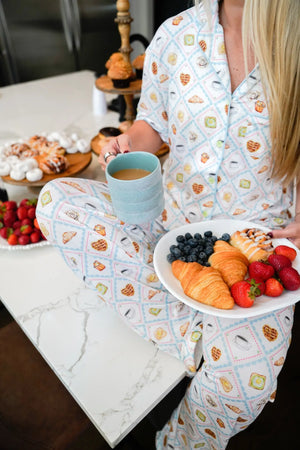 Blue Breakfast - Short Sleeve + Pant Pajama Set by KenzKustomz, Southern food gift detail photo 10