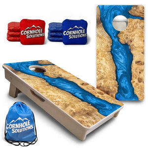 Blue Epoxy - Mini or Vacation Size Cornhole Boards by Cornhole Solutions, custom cornhole board main product photo