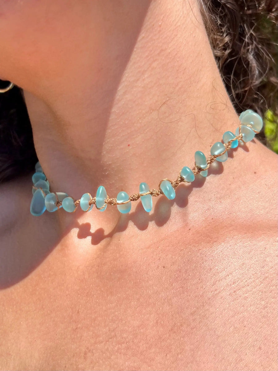 Blue Sea Glass Necklace