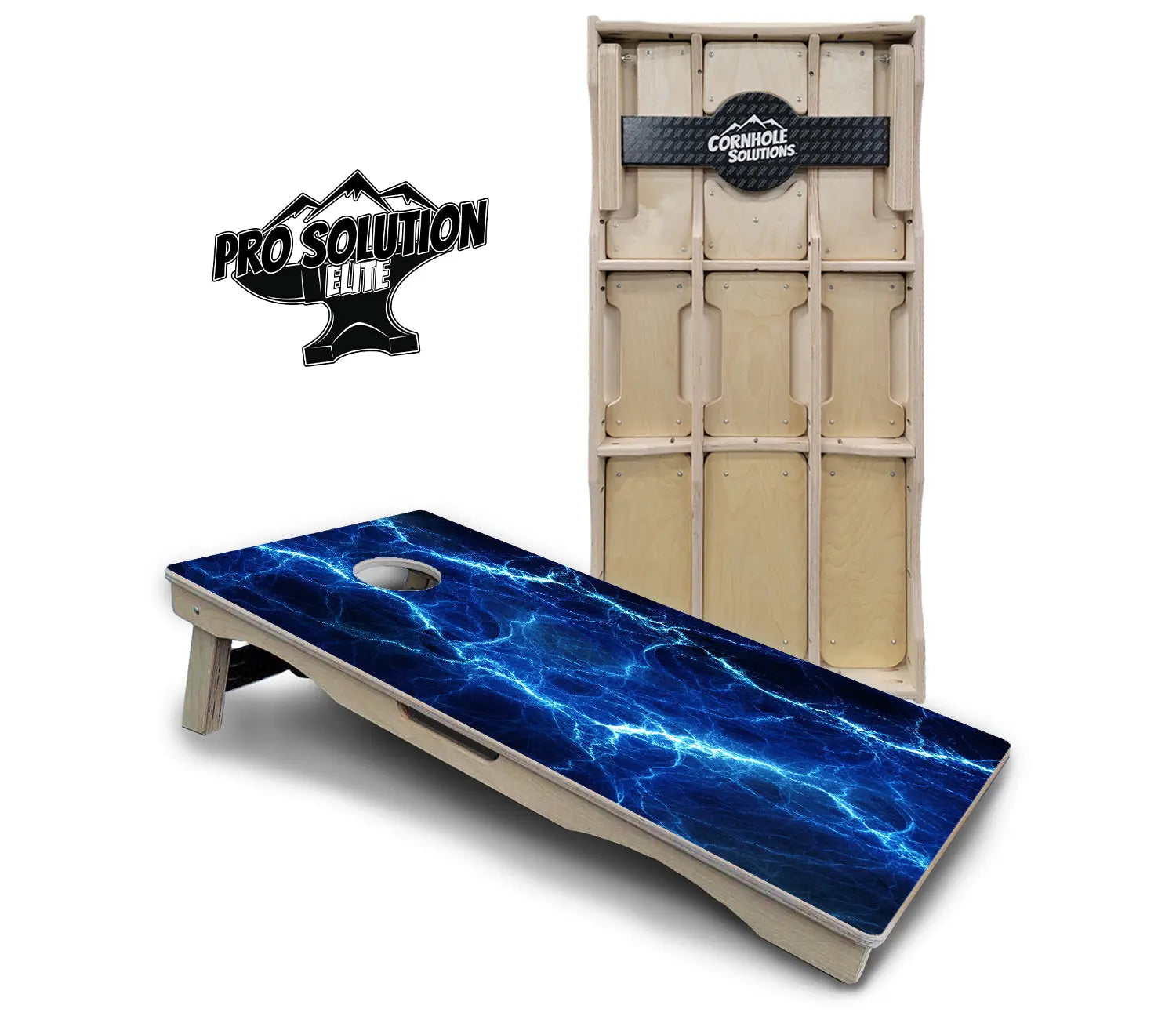 Blue & Green Lightning Cornhole Boards - Pro Solution Elite Series by Cornhole Solutions, custom cornhole board detail photo 2