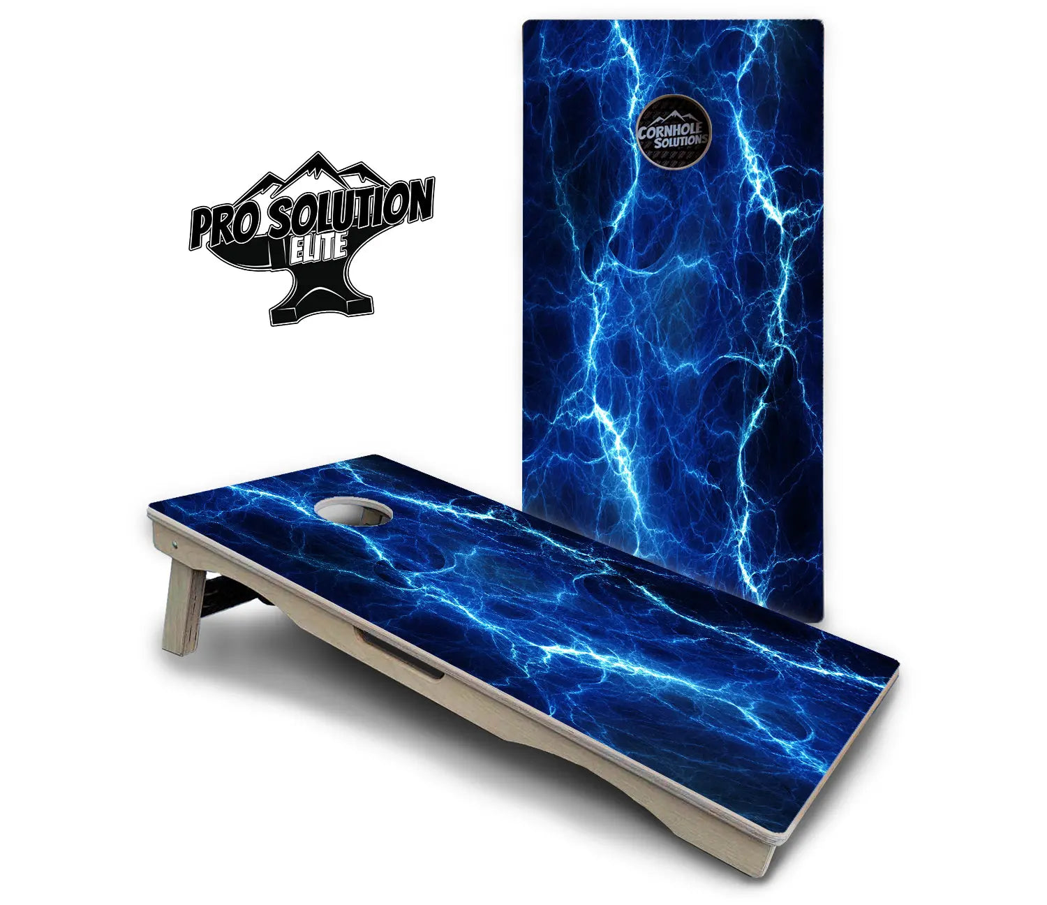Blue & Green Lightning Cornhole Boards - Pro Solution Elite Series by Cornhole Solutions, custom cornhole board detail photo 3