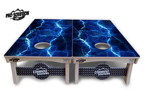 Blue & Green Lightning Cornhole Boards - Pro Solution Lite Series by Cornhole Solutions, custom cornhole board detail photo 4