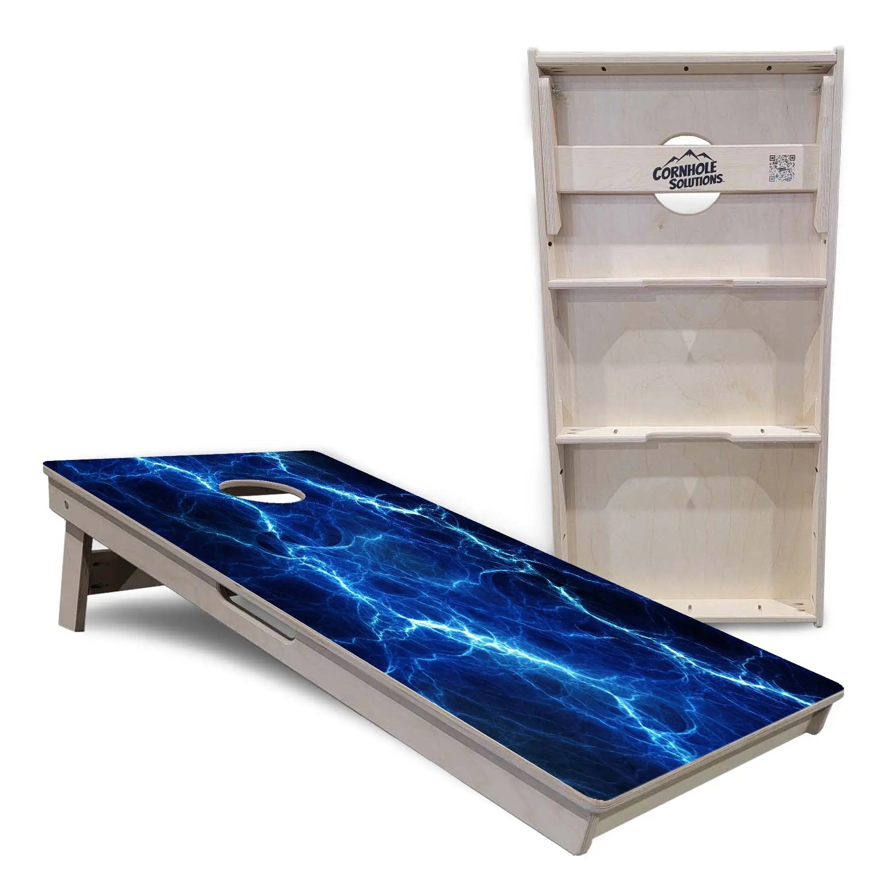 Blue & Green Lightning Cornhole Boards - Professional Tournament Series by Cornhole Solutions, custom cornhole board detail photo 5