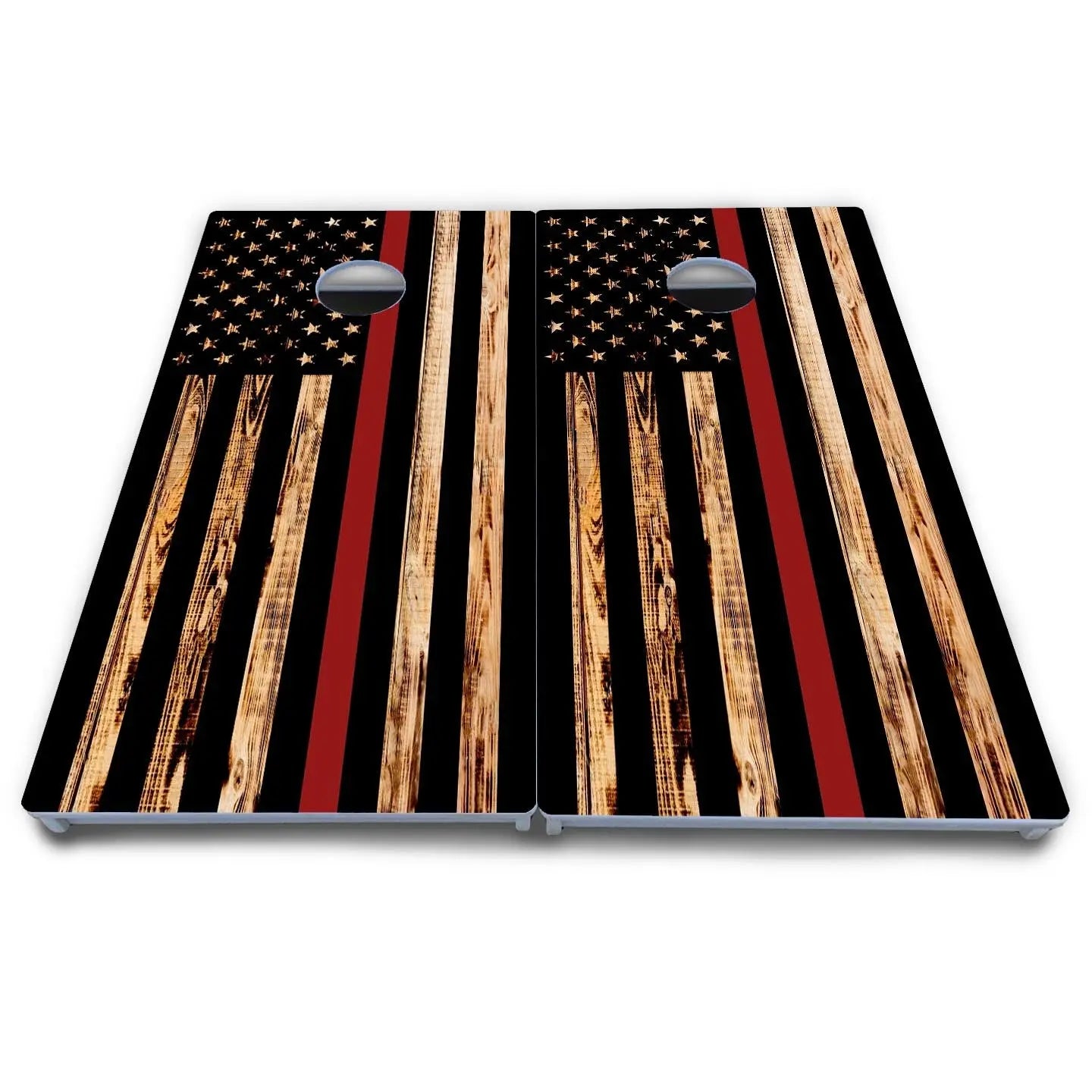 Blue & Red Line Burnt Flag Cornhole Boards - All Weather Series by Cornhole Solutions, custom cornhole board detail photo 8