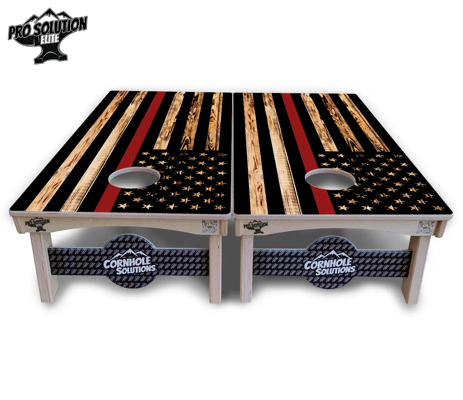 Blue & Red Line Burnt Flag Cornhole Boards - Pro Solution Elite Series by Cornhole Solutions, custom cornhole board detail photo 9