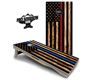 Blue & Red Line Burnt Flag Cornhole Boards - Pro Solution Elite Series by Cornhole Solutions, custom cornhole board detail photo 12