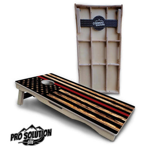 Blue & Red Line Burnt Flag Cornhole Boards - Pro Solution Lite Series by Cornhole Solutions, custom cornhole board detail photo 5