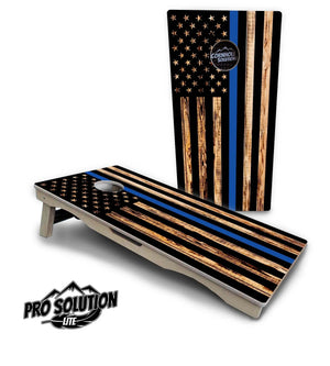Blue & Red Line Burnt Flag Cornhole Boards - Pro Solution Lite Series by Cornhole Solutions, custom cornhole board detail photo 8