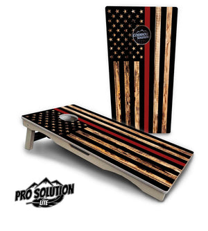 Blue & Red Line Burnt Flag Cornhole Boards - Pro Solution Lite Series by Cornhole Solutions, custom cornhole board detail photo 9