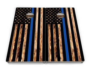 Blue & Red Line Burnt Flag Cornhole Boards - Professional Tournament Series by Cornhole Solutions, custom cornhole board detail photo 6