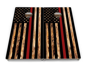 Blue & Red Line Burnt Flag Cornhole Boards - Professional Tournament Series by Cornhole Solutions, custom cornhole board detail photo 12