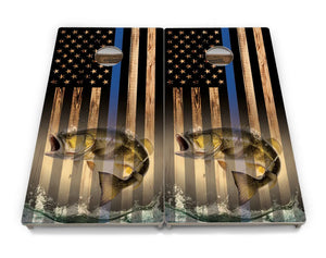 Blue & Red Line Burnt Flag Deer & Fish Cornhole Boards - Professional Tournament Series by Cornhole Solutions, custom cornhole board detail photo 12
