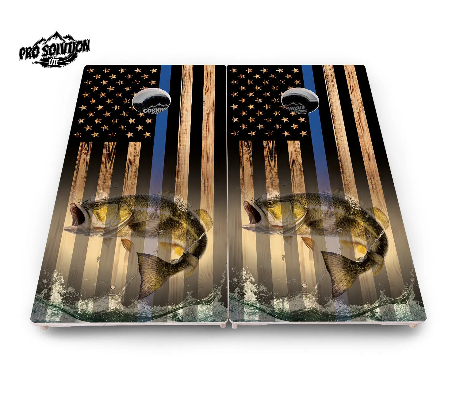 Blue & Red Line Deer & Fish Flag Cornhole Boards - Pro Solution Lite Series by Cornhole Solutions, custom cornhole board detail photo 3