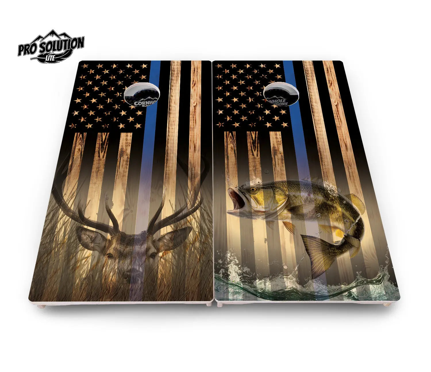 Blue & Red Line Deer & Fish Flag Cornhole Boards - Pro Solution Lite Series by Cornhole Solutions, custom cornhole board detail photo 7