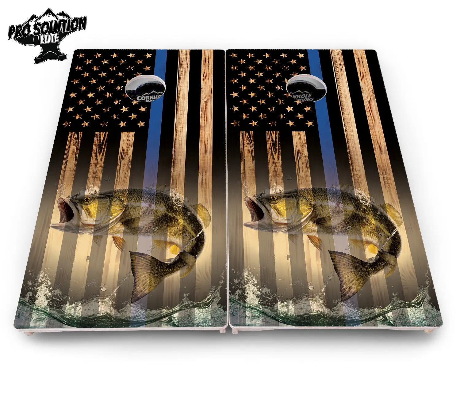 Blue & Red Line Flag Deer & Fish Flag Cornhole Boards - Pro Solution Elite Series by Cornhole Solutions, custom cornhole board detail photo 8
