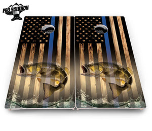Blue & Red Line Flag Deer & Fish Flag Cornhole Boards - Pro Solution Elite Series by Cornhole Solutions, custom cornhole board detail photo 8