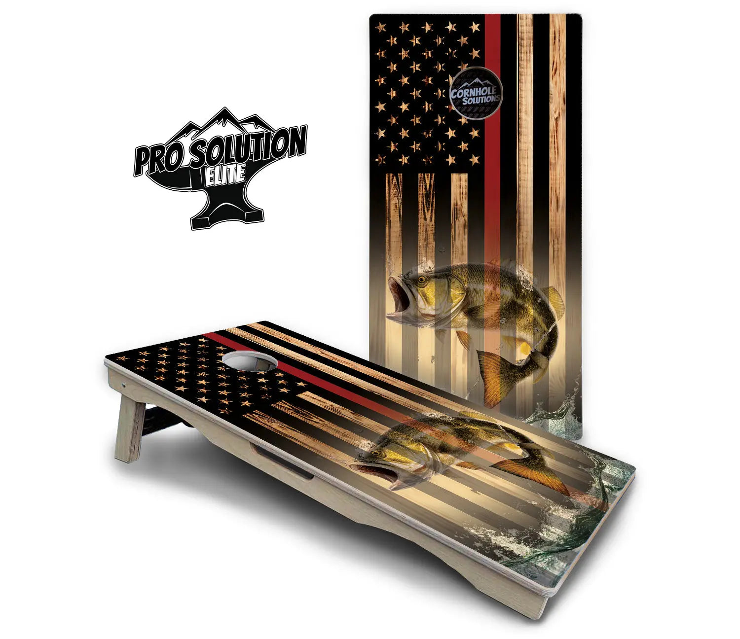 Blue & Red Line Flag Deer & Fish Flag Cornhole Boards - Pro Solution Elite Series by Cornhole Solutions, custom cornhole board detail photo 11