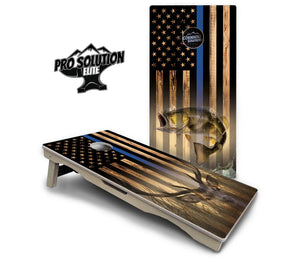 Blue & Red Line Flag Deer & Fish Flag Cornhole Boards - Pro Solution Elite Series by Cornhole Solutions, custom cornhole board detail photo 13