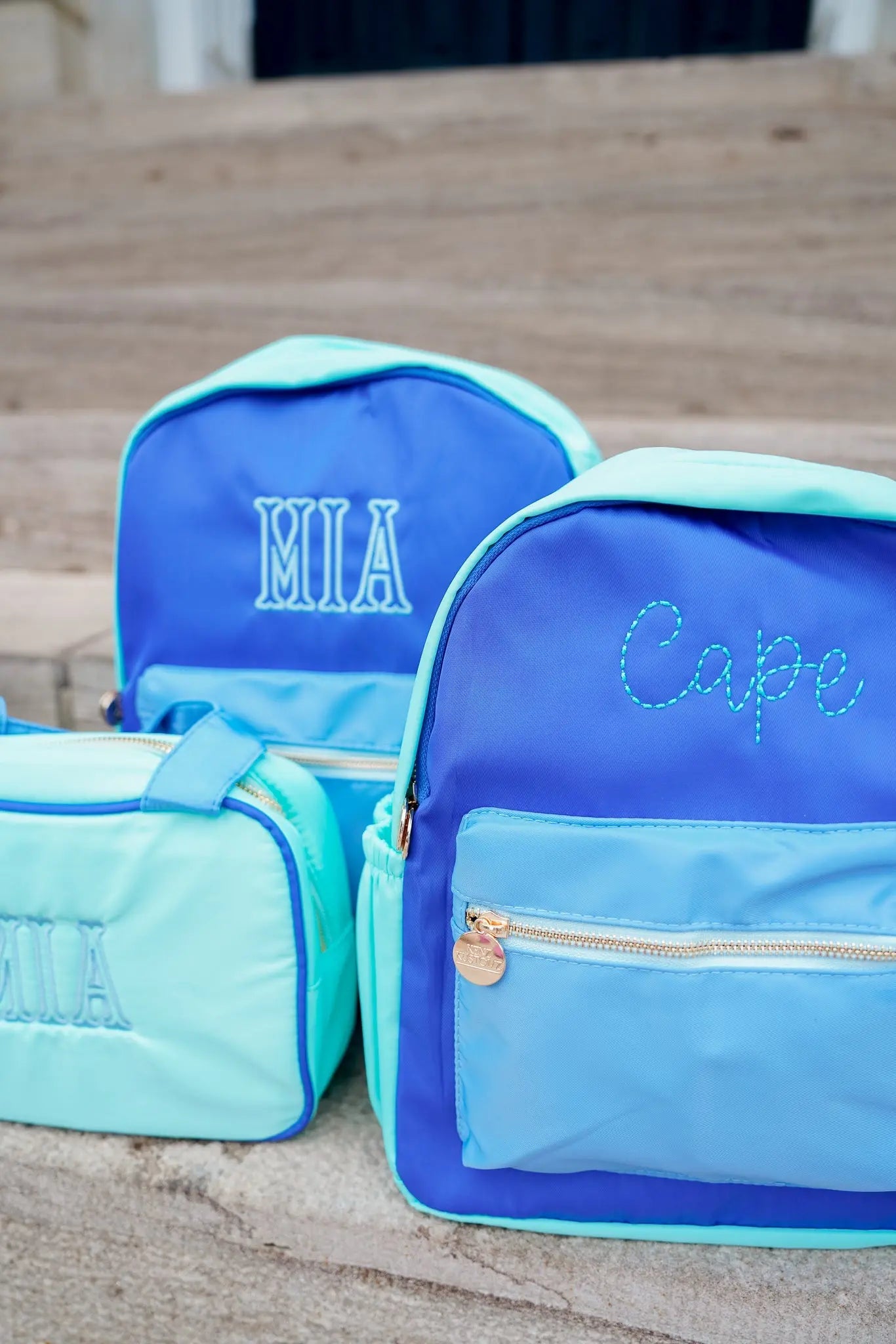 Blue + Teal Colorblock Backpack KenzKustomz