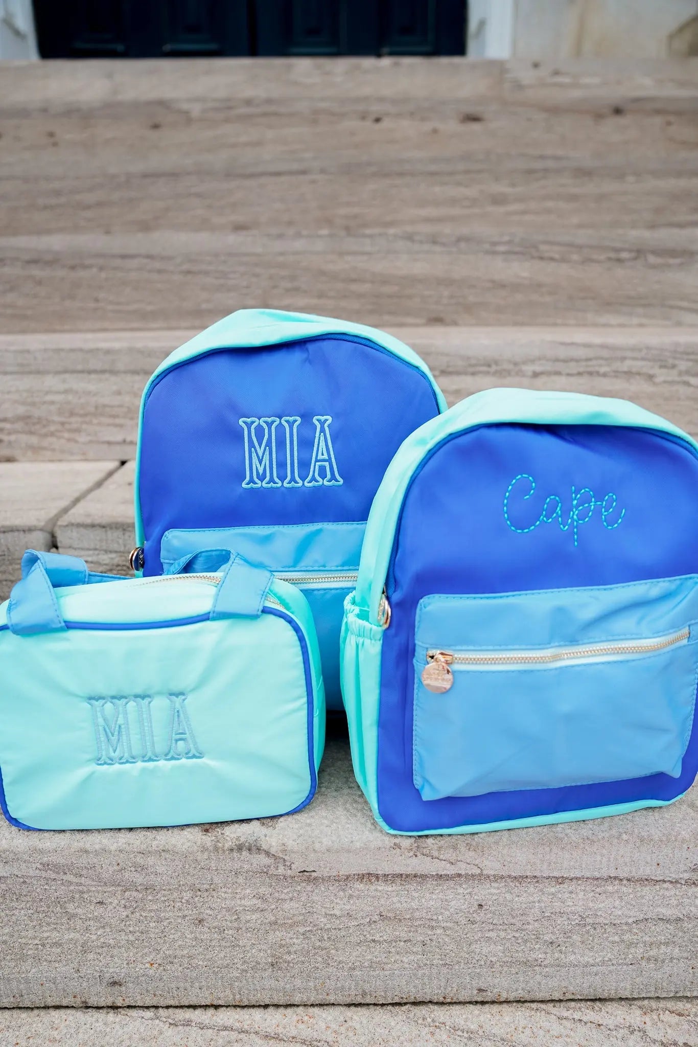 Blue + Teal Colorblock Backpack KenzKustomz