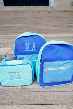 Blue + Teal Colorblock Backpack KenzKustomz