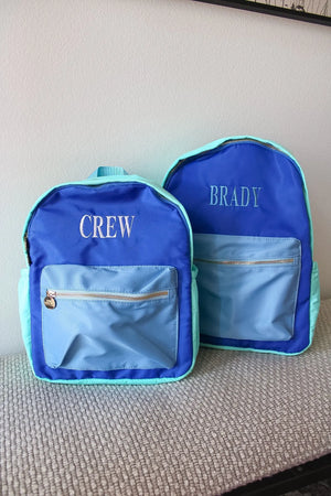 Blue + Teal Colorblock Backpack KenzKustomz