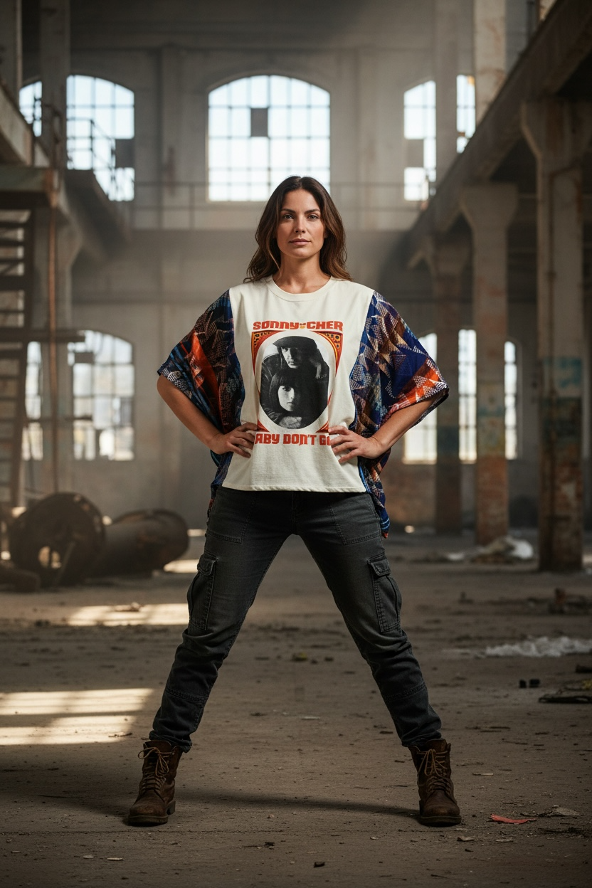 Boho Sonny and Cher poncho sleve short Lisa B’s