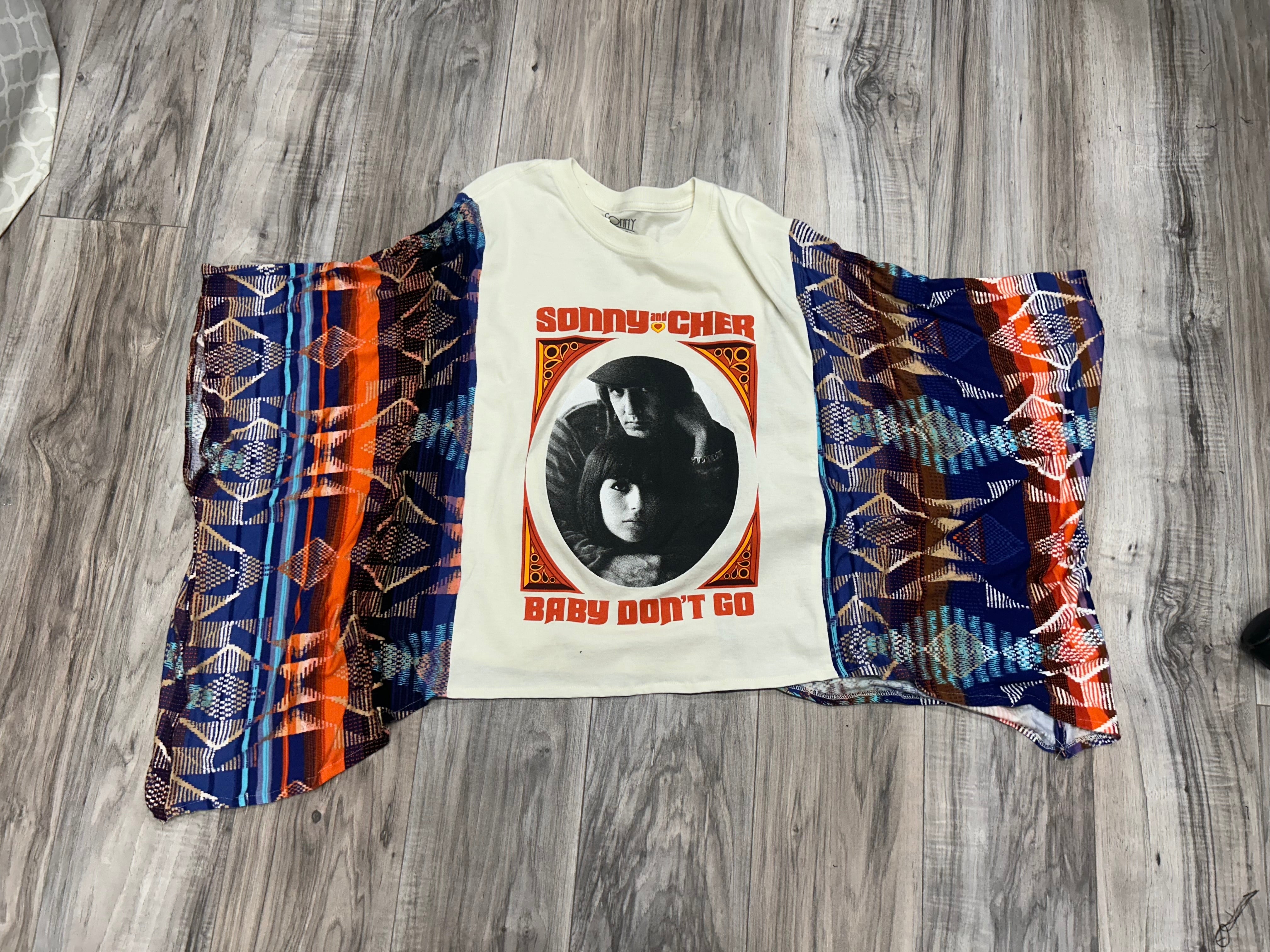 Boho Sonny and Cher poncho sleve short Lisa B’s