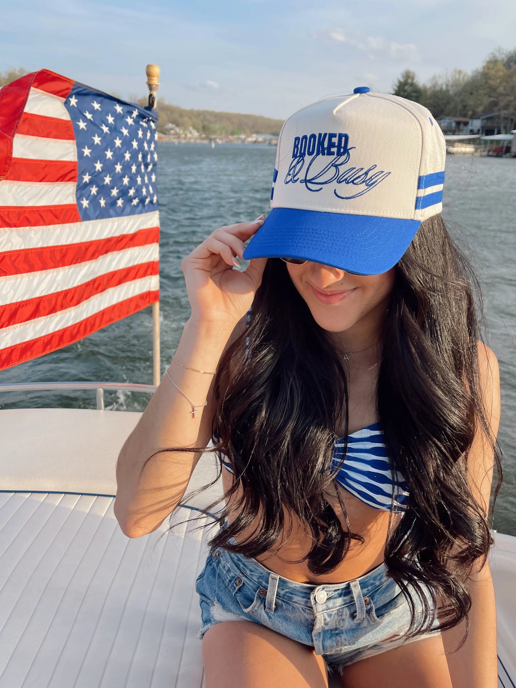 Booked and Busy - Royal Blue Vintage Trucker Hat by KenzKustomz, Southern lifestyle apparel detail photo 3