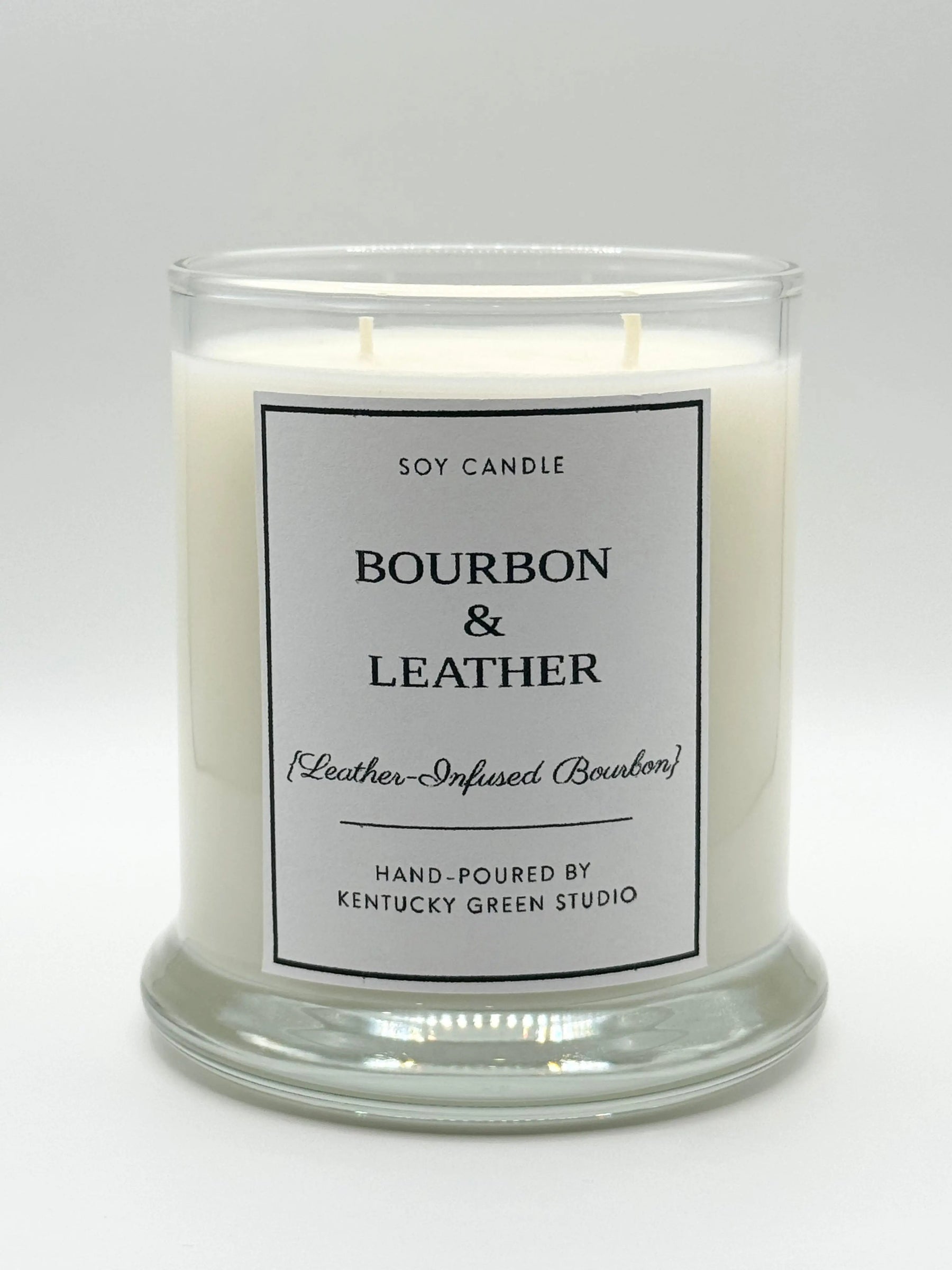 Bourbon & Leather Soy Candle Kentucky Green Studio