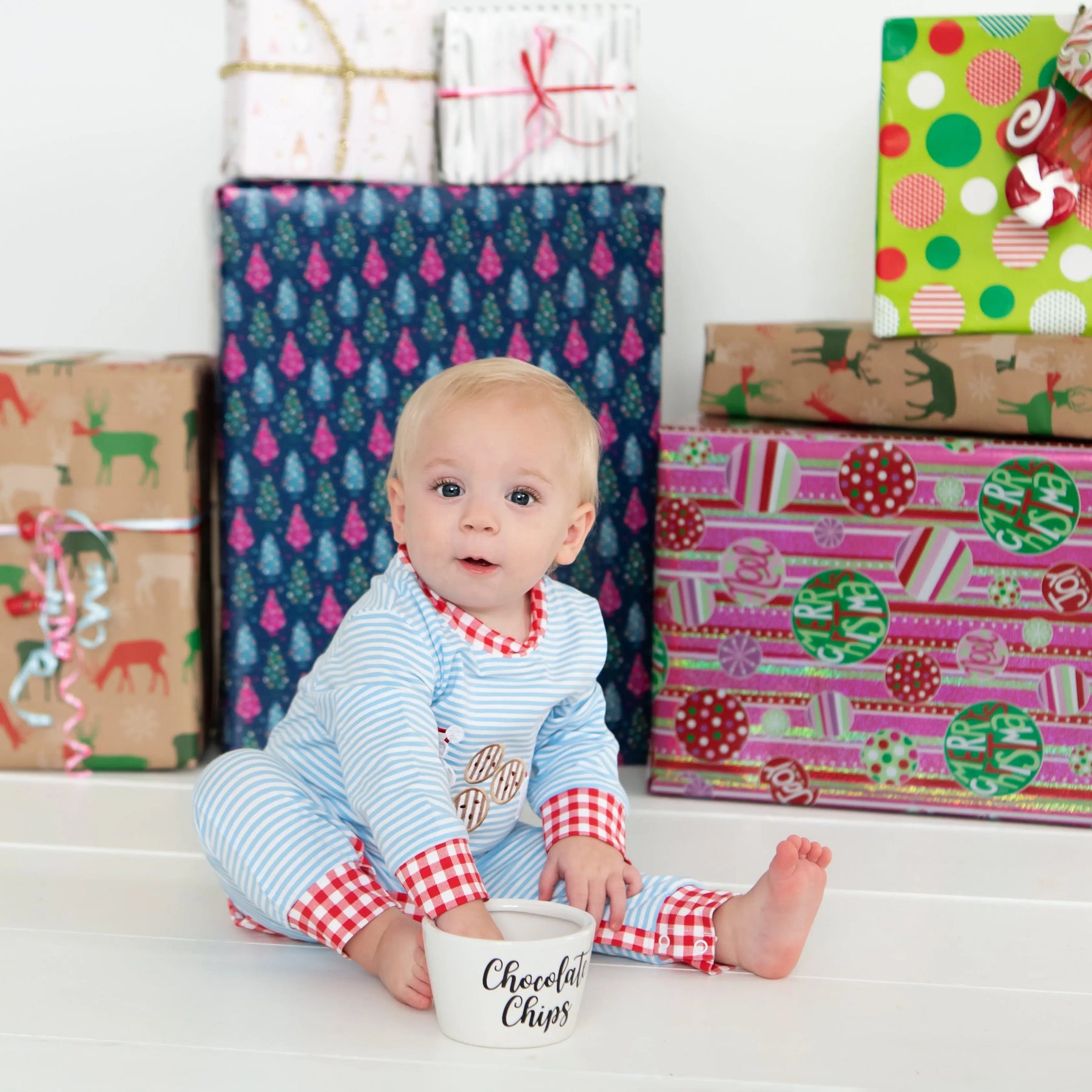Boys Cookies For Santa Romper by Seven Lantern Lane, Southern lifestyle apparel detail photo 5