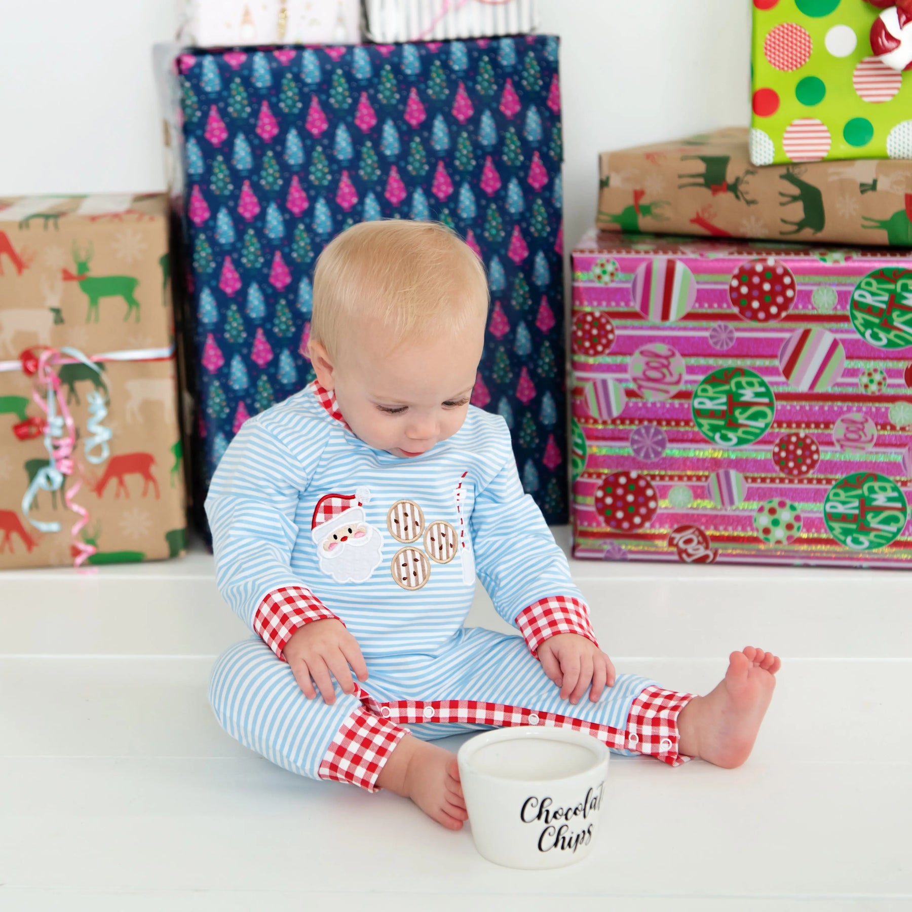Boys Cookies For Santa Romper by Seven Lantern Lane, Southern lifestyle apparel detail photo 18