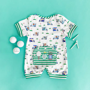 Boys Fairway Shortie Golf Romper by Seven Lantern Lane, Southern lifestyle apparel main product photo