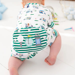 Boys Fairway Shortie Golf Romper by Seven Lantern Lane, Southern lifestyle apparel detail photo 5