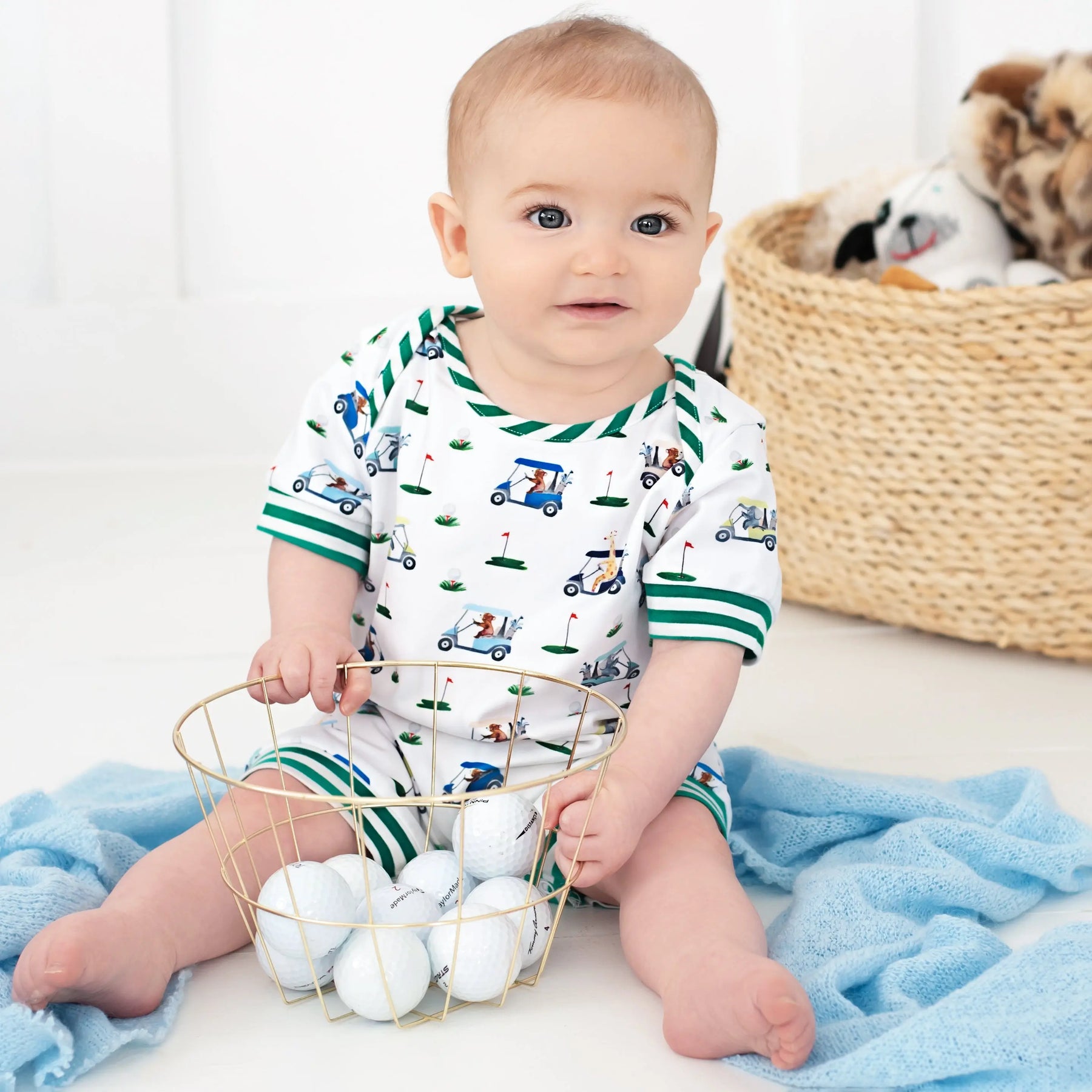 Boys Fairway Shortie Golf Romper by Seven Lantern Lane, Southern lifestyle apparel detail photo 9