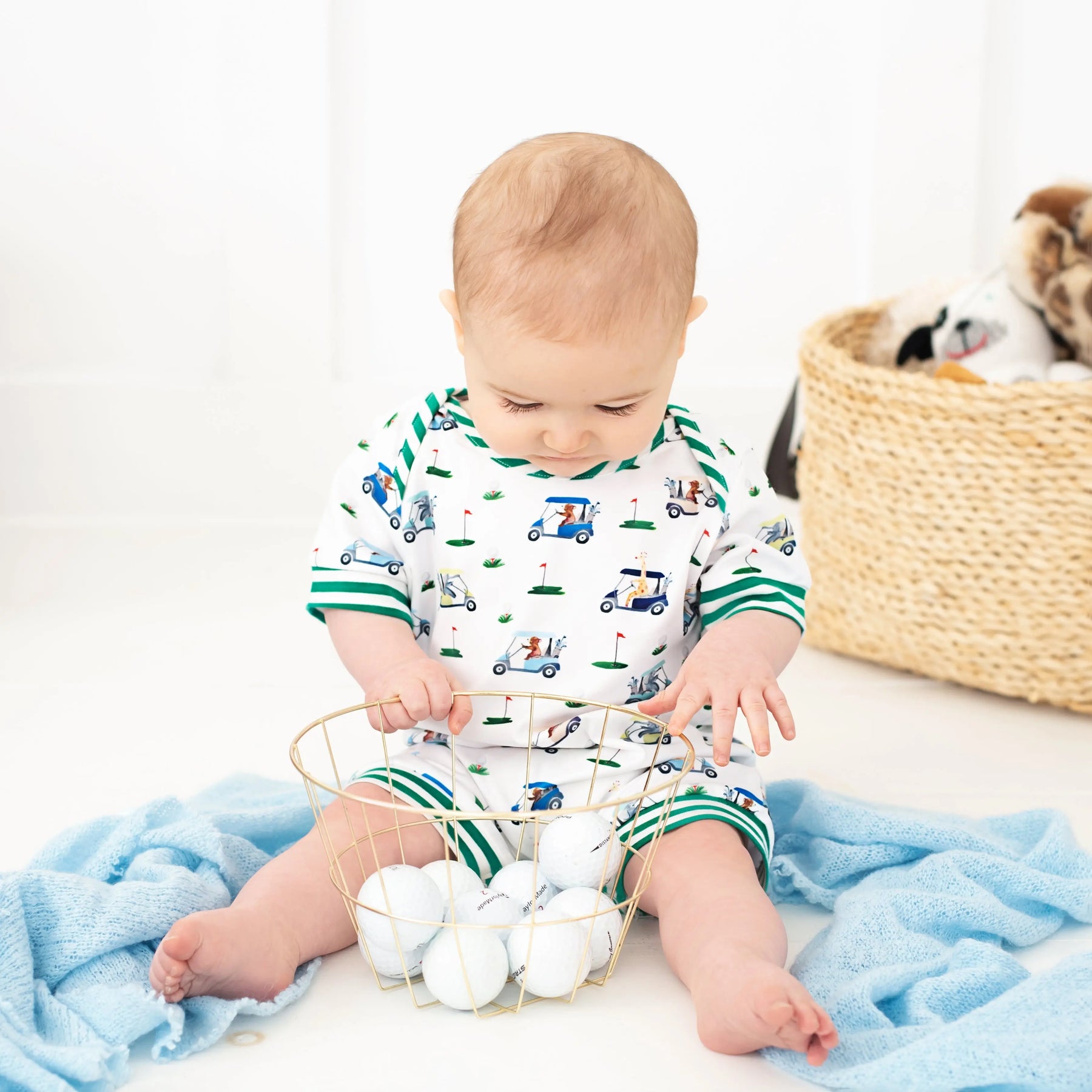 Boys Fairway Shortie Golf Romper by Seven Lantern Lane, Southern lifestyle apparel detail photo 10