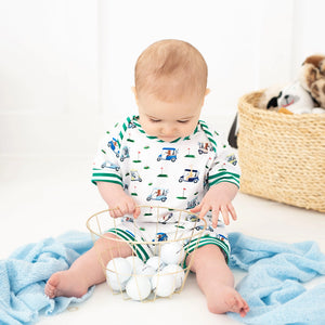 Boys Fairway Shortie Golf Romper by Seven Lantern Lane, Southern lifestyle apparel detail photo 10