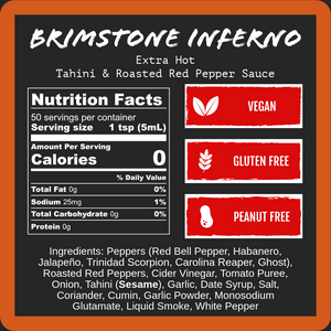 Brimstone Inferno - Extra Hot Roasted Red Pepper & Tahini (9oz)
