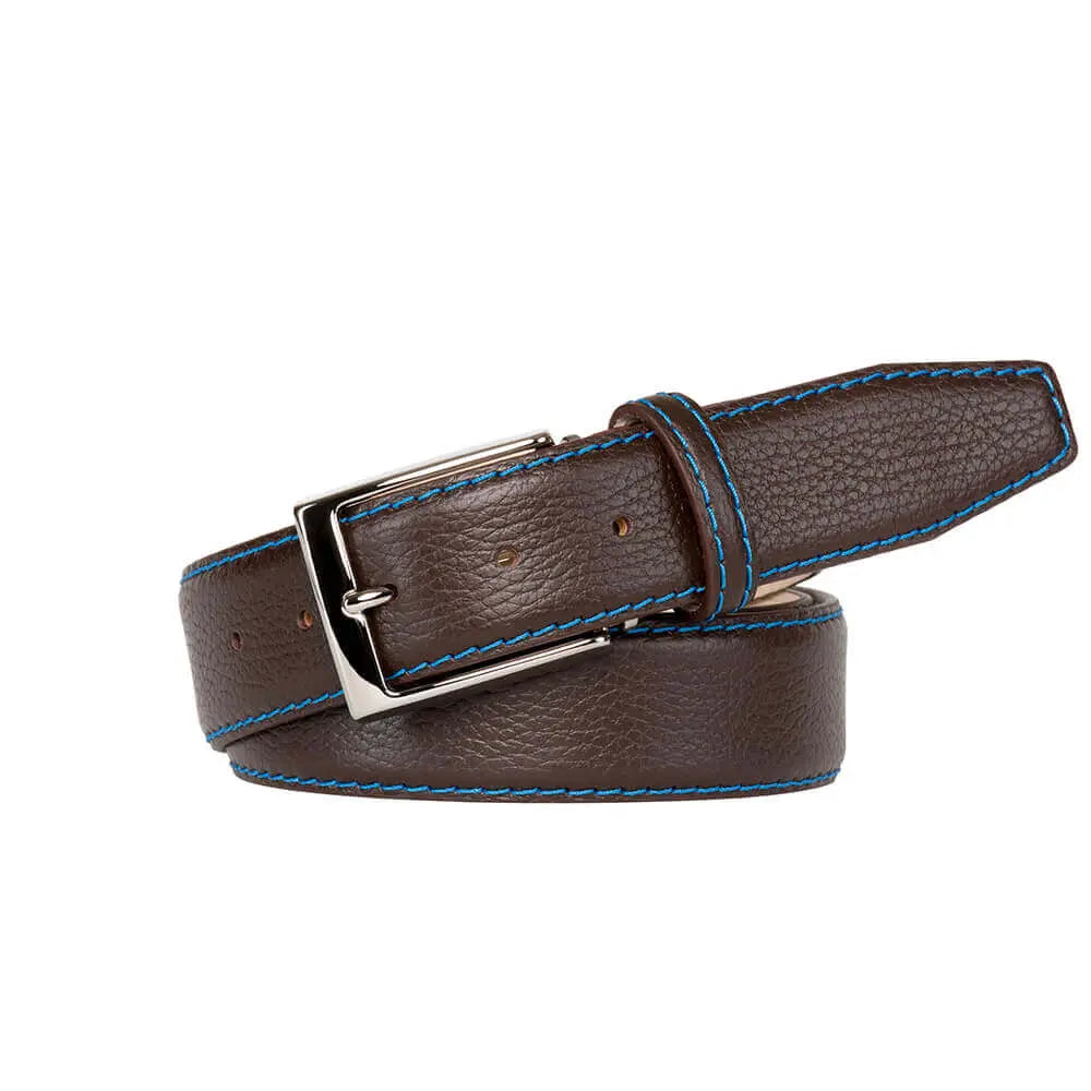 Close up of brown Italian pebble grain leather texture
