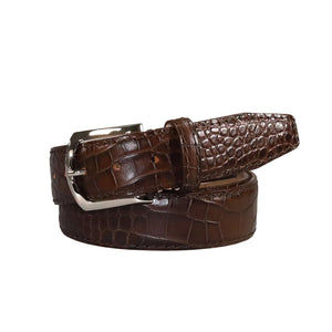 Brown Mock Croc Leather Belt by Roger Ximenez: Bespoke Belts and Leather Accessories, handmade leather goods detail photo 4