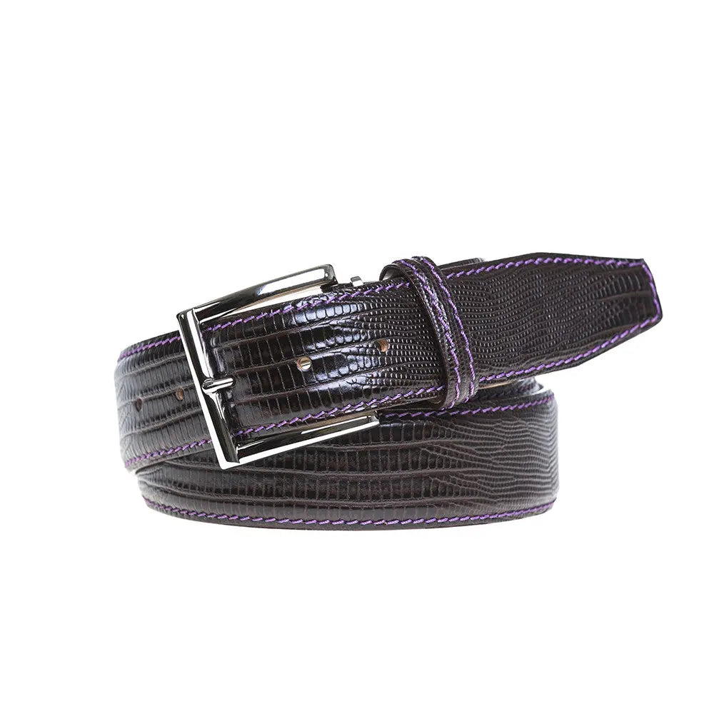 Brown Mock Lizard Belt by Roger Ximenez handmade in Miami