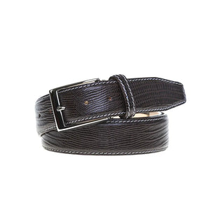 Brown Mock Lizard Belt by Roger Ximenez: Bespoke Belts and Leather Accessories, handmade leather goods detail photo 4