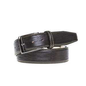Brown Mock Lizard Belt by Roger Ximenez: Bespoke Belts and Leather Accessories, handmade leather goods detail photo 5