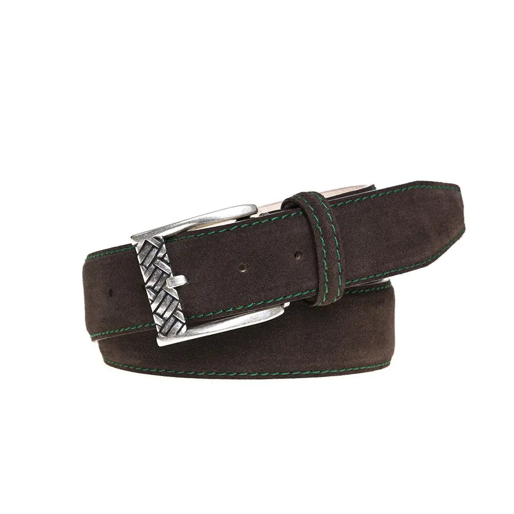 Brown Suede Leather Belt by Roger Ximenez handmade in Miami