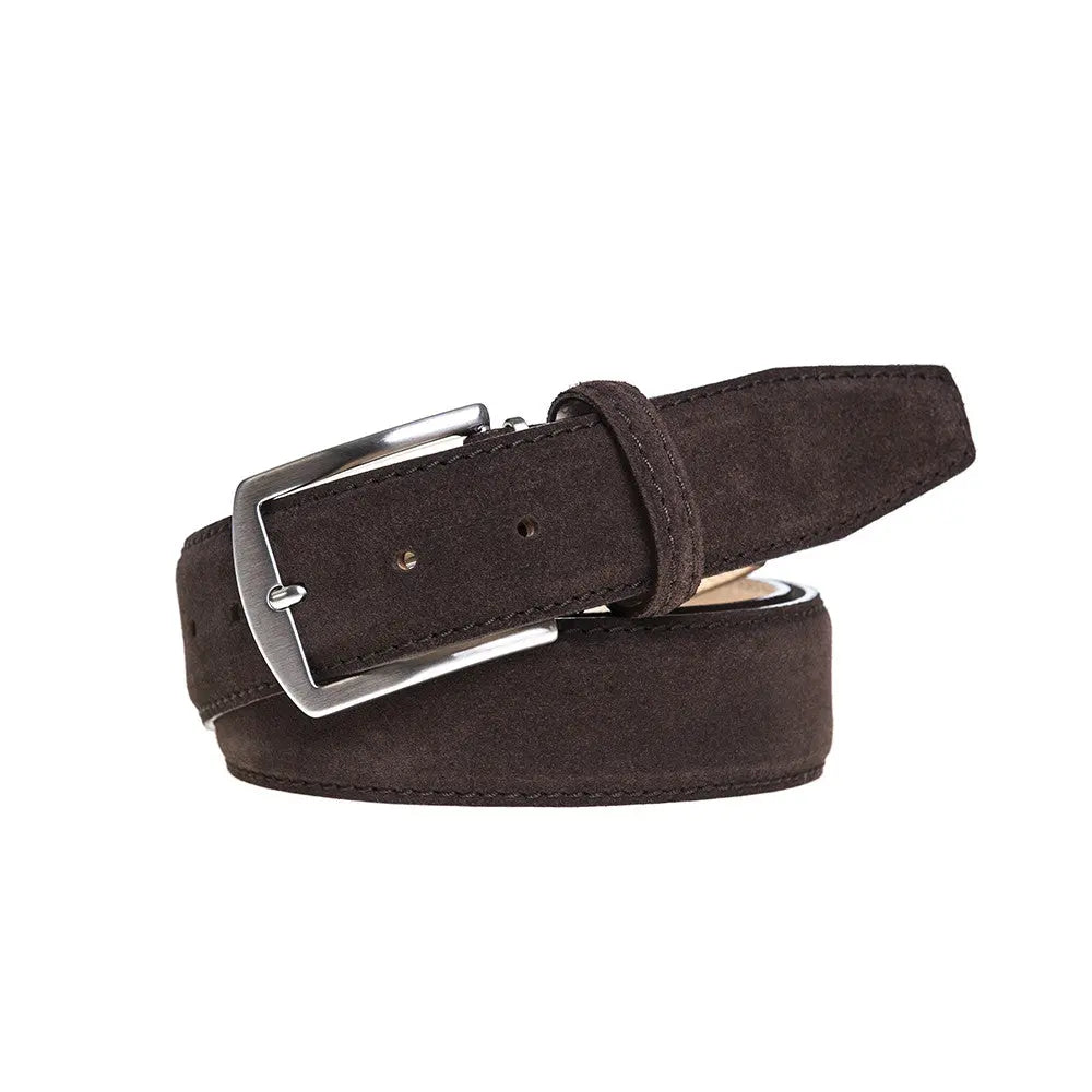 Brown Suede Leather Belt by Roger Ximenez: Bespoke Belts and Leather Accessories, handmade leather goods detail photo 2