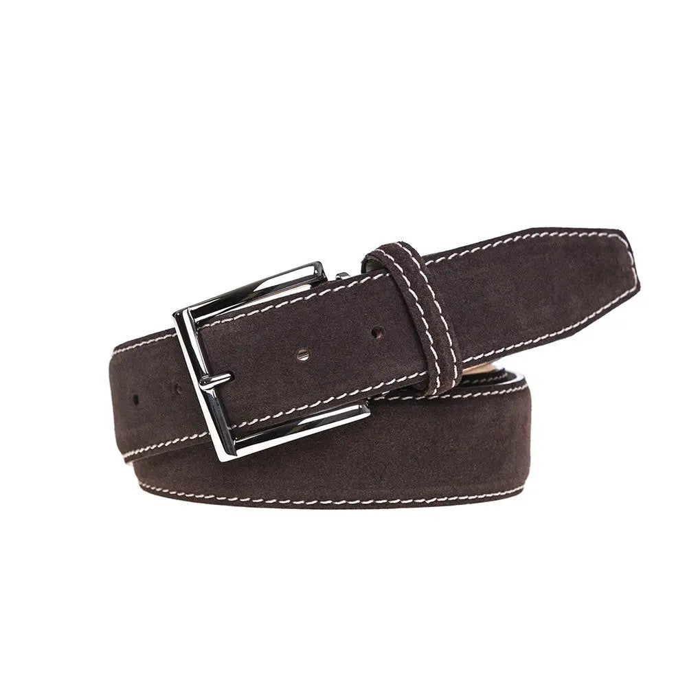 Brown Suede Leather Belt by Roger Ximenez: Bespoke Belts and Leather Accessories, handmade leather goods detail photo 4
