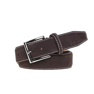 Brown Suede Leather Belt by Roger Ximenez: Bespoke Belts and Leather Accessories, handmade leather goods detail photo 4