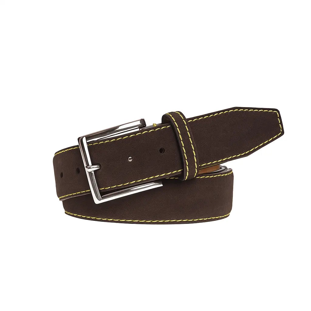Brown Suede Leather Belt by Roger Ximenez: Bespoke Belts and Leather Accessories, handmade leather goods detail photo 7